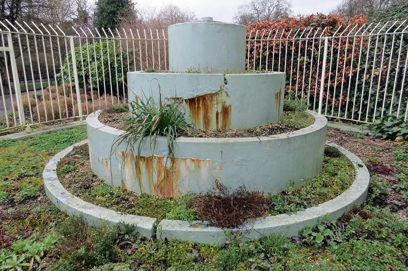 Fountain structure of the Southwark Park Lido in Rotherhithe, South East London