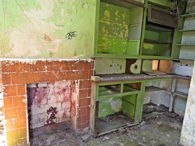 kitchen area of derelict house in Essex