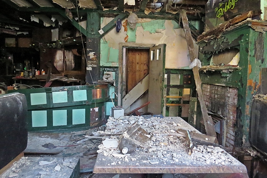 Interior of  the dangerous dead pub premises of the Queen's Arms in South Norwood