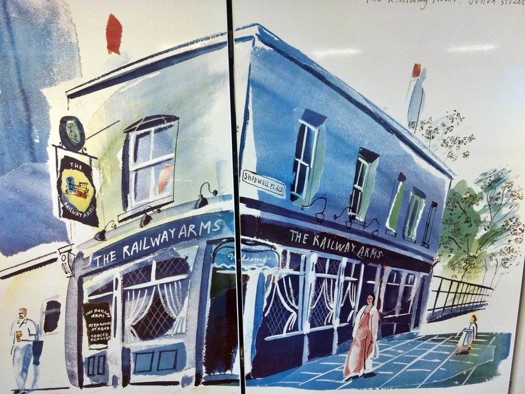 Painting of the Railway Arms in Shadwell can be seen at Shadwell Overground platform 