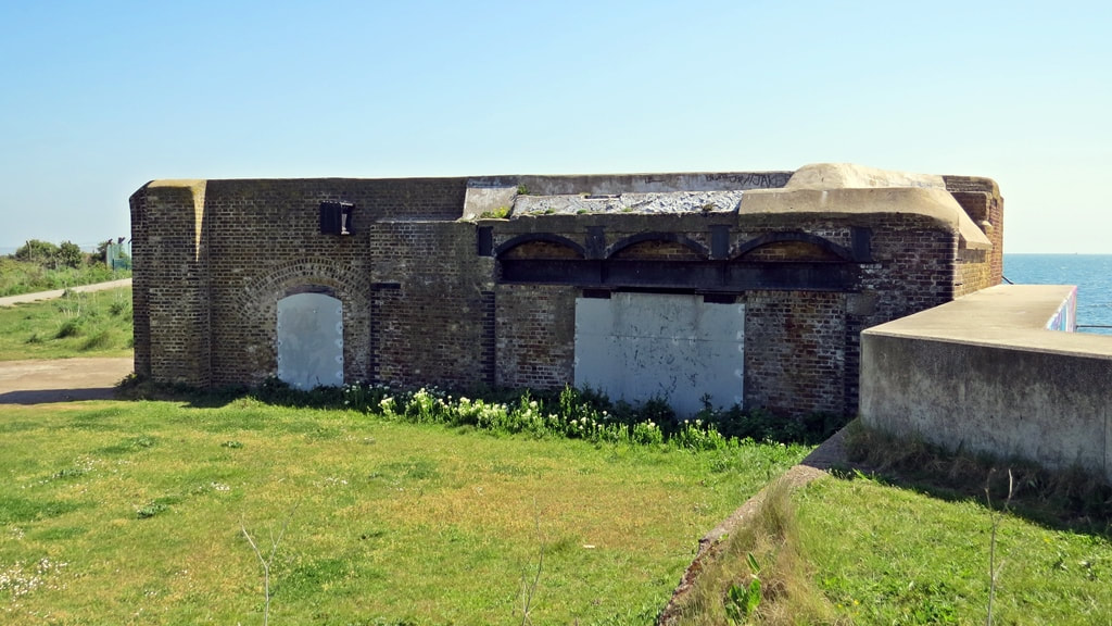  Shoeburyness, Essex casemate  (a fortified gun emplacement  where the gun is inside pointing out to sea shooting out through an embrasure (opening)