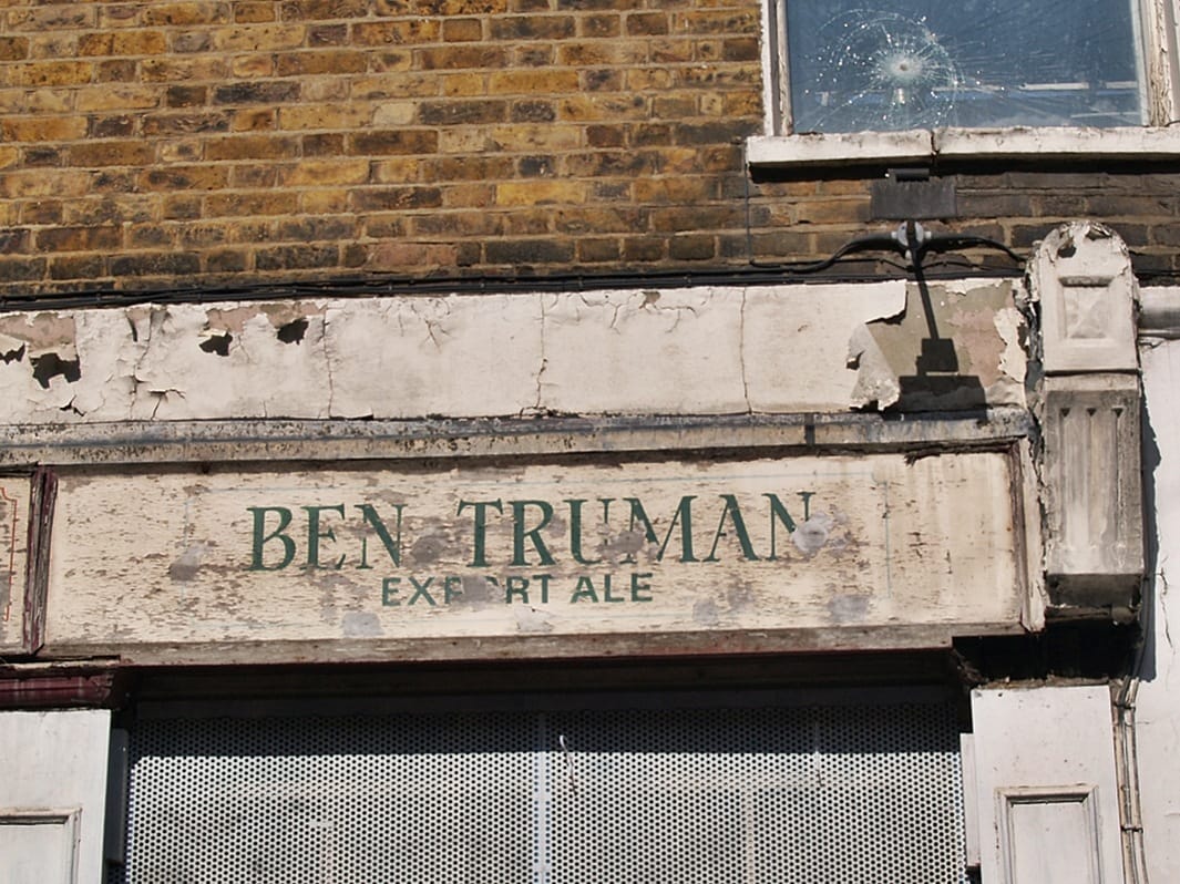Faded sign for Ben Truman Export Ale in East End