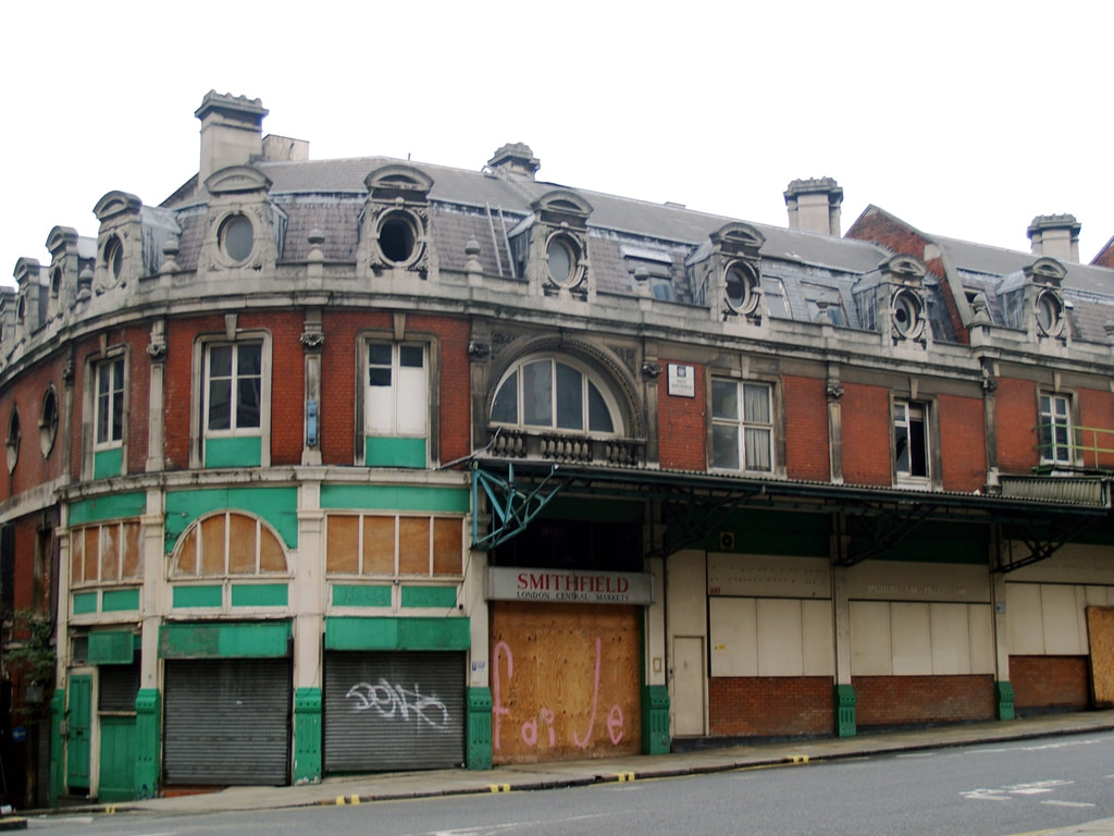 Derelict London Smithfield General Market, Farringdon, EC1 which is to be restored by the Museum of London 