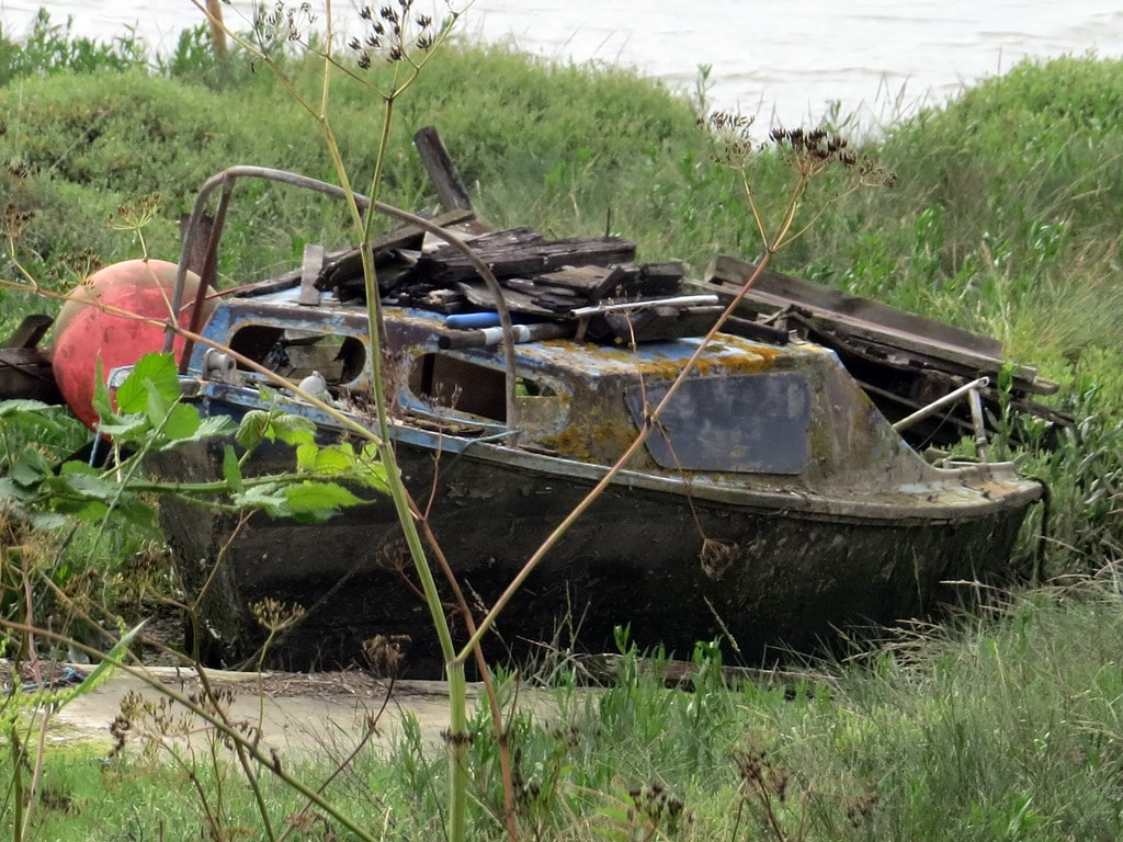 abandoned boat on Benfleet Creek near Canvey Island, Essex