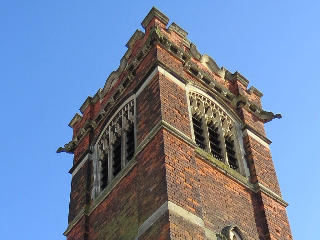 Tower of derelict church in Ennismore Rd, South Nortwood