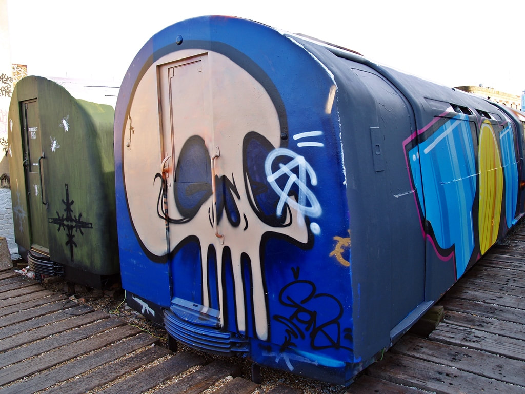 Decommissioned London Underground trains covered in graffiti