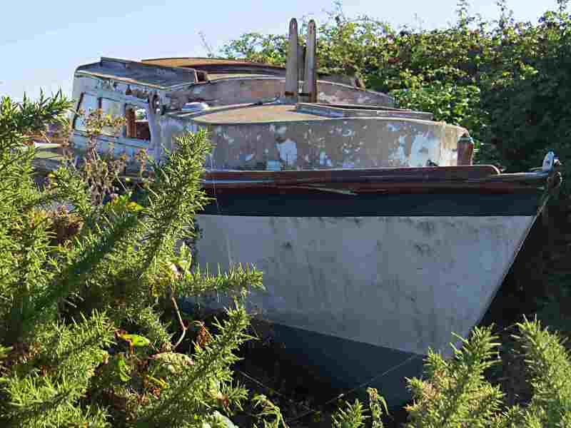 Abandoned derelict boat in Walton-on-the-Naze by the North Sea