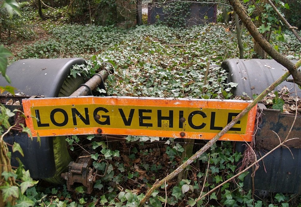 Overgrown Long Vehicle trailer in South London